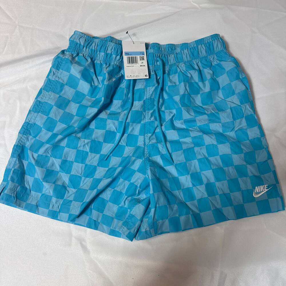 Nike Men's Blue Checkerboard Woven Flow Shorts, Size M — New with Tags